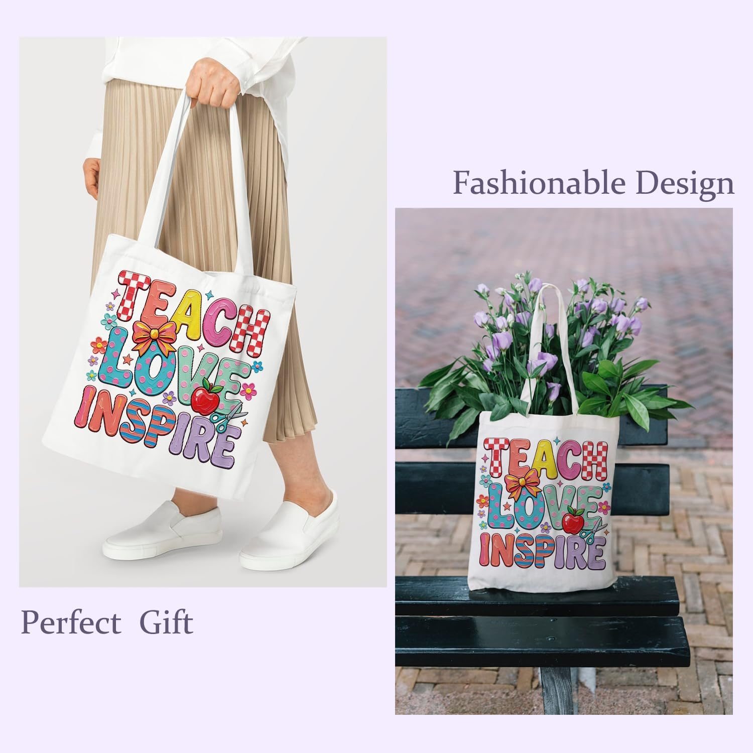 Chicimln Teacher Appreciation Gifts Tote Bag, Kindergarten Preschool Teacher Gifts Canvas Tote Bags