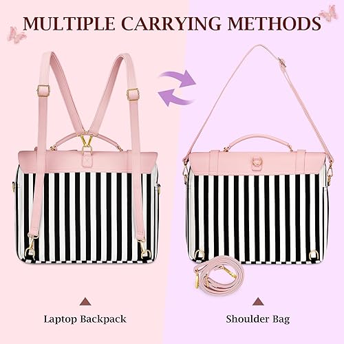 Miniatura 2 de MATEIN Bolsa para laptop para mujer, mochila convertible de 15.6 pulgadas con lazo, bonita mochila kawaii para computadora, bolsa cruzada, bolsa de