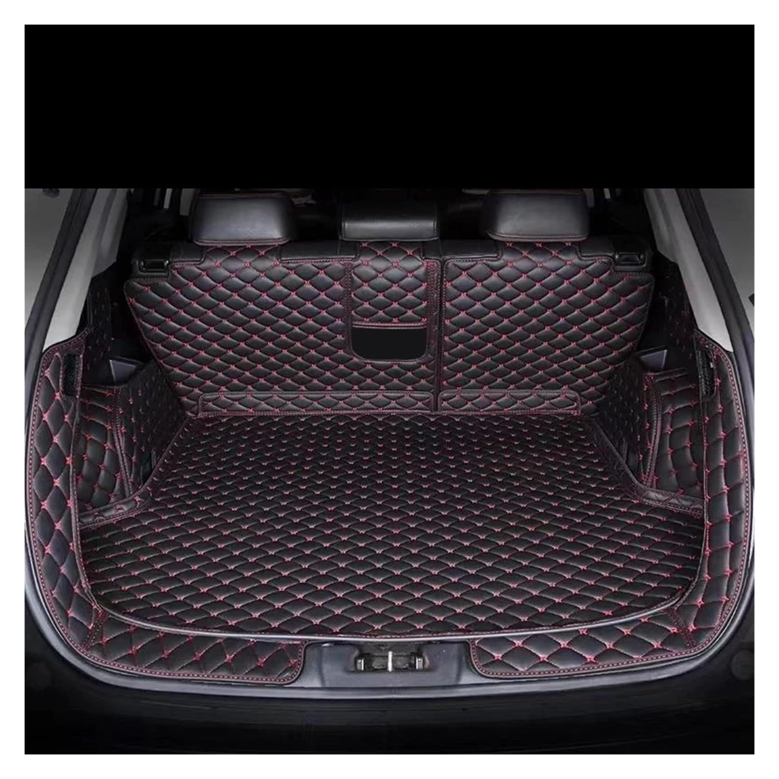 Tapis de coffre Volvo XC90 2015-2025 intérieur sur mesure en cuir avec finitions premium noir rouge