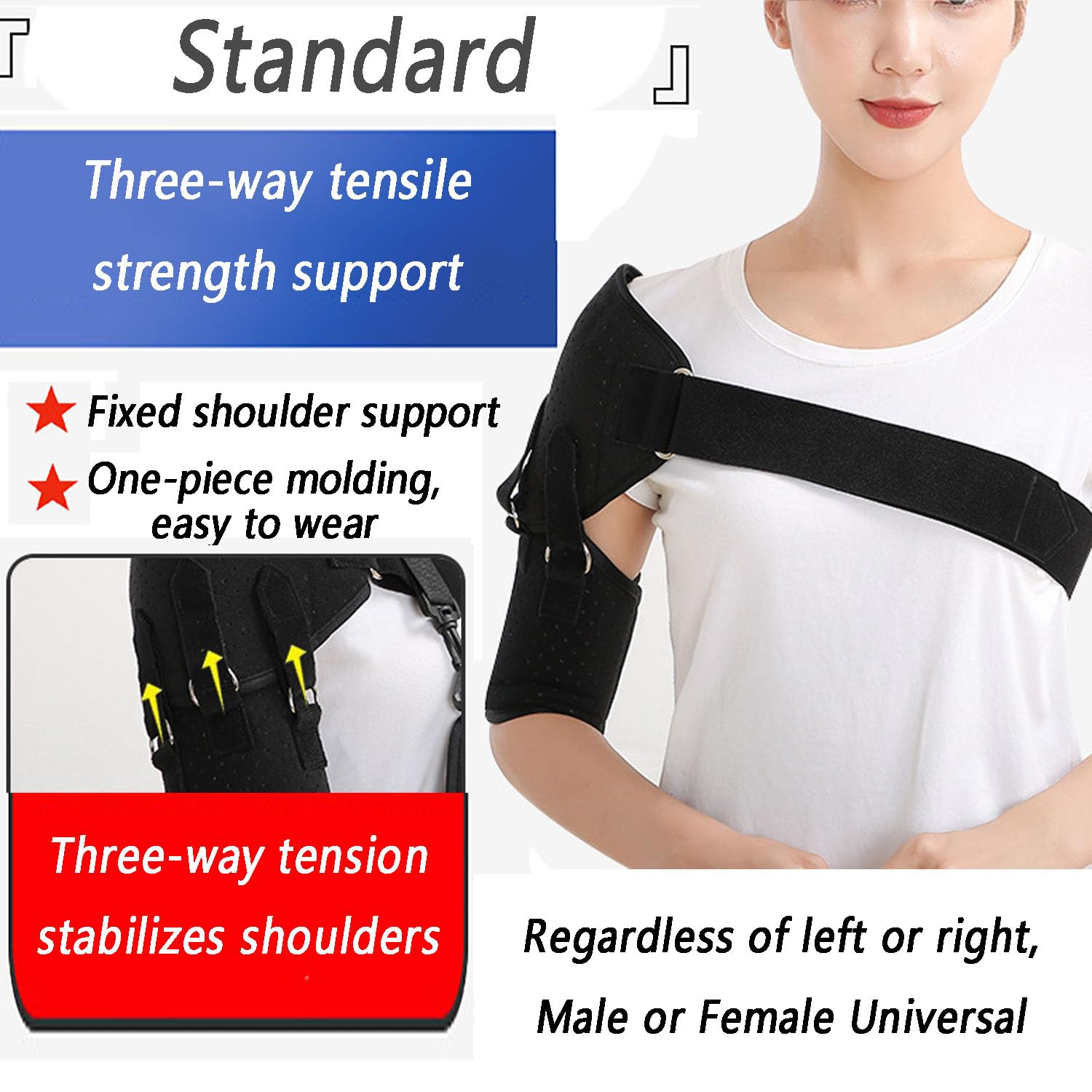 Eslinga de brazo inmovilizadora de hombro para brazo lesionado – ligera, cómoda, ajuste de tensión – ideal para clavícula rota, puño rotador, dislocación – Diseño transpirable para mayor comodidad
