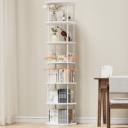 Miniatura 85 de Estantería giratoria de 5 niveles, torre giratoria apilable de 360 °, estantería giratoria de pie estrecha que ahorra espacio, estantería giratoria