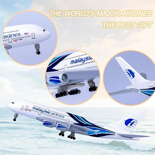 Miniatura 4 de Modelo Avión Escala 1300 Malasia Airbus 380 Modelo Avión Metal Aleación Diecast Plane para Regalo y Decoración