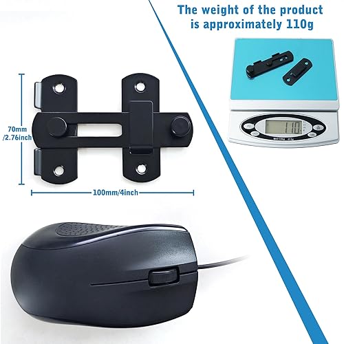 Miniatura 4 de Alise Cerradura de puerta de seguridad para valla de madera de granero MS9500-B, acero inoxidable SUS304 resistente, negro mate