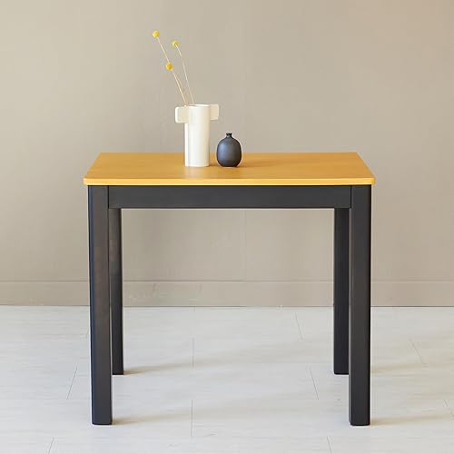 Miniatura 8 de Livinia Cabin 33.5" Mesa de comedor de madera/Mesa de cocina de madera maciza rectangular pequeña moderna de estilo granja de madera sólida (Nogal)