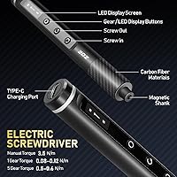 Vista 3 de Small screwdriver set,71 in 1 electric screwdriver cordless with LED light,5 torque settings,MAX 0.6Nm,42 magnetic bit set,Crowbar and tweezers,Pc