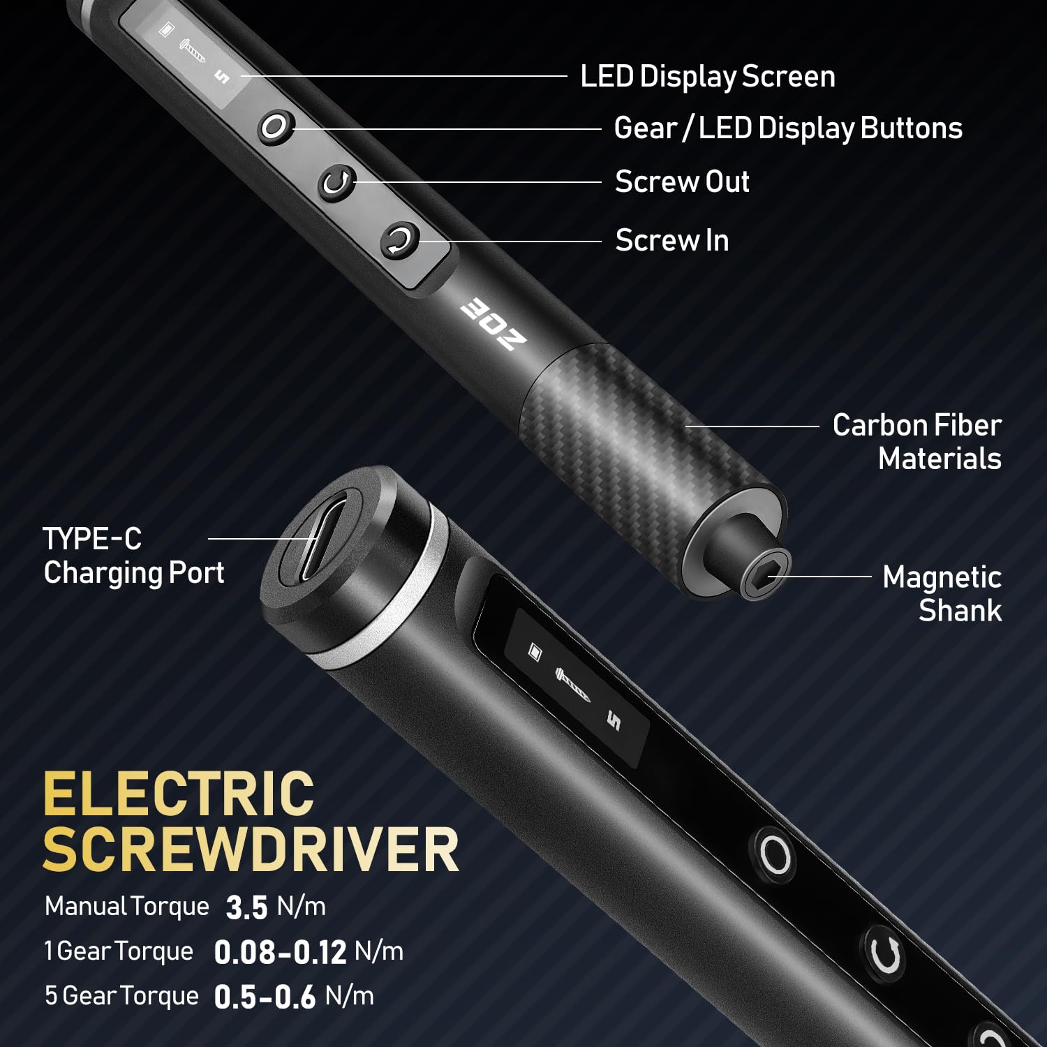 Juego de destornilladores pequeños, destornillador eléctrico 71 en 1 inalámbrico con luz LED, 5 ajustes de torsión, máximo 0.6 Nm, juego de 42 puntas magnéticas, palanca y pinzas, kit de herramientas