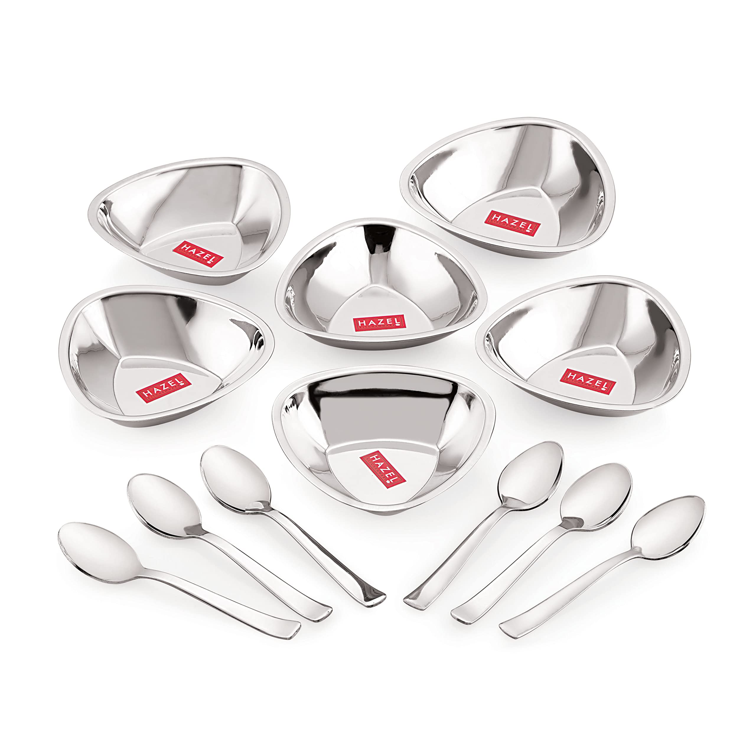 Buy HAZEL Stainless Steel Triangular Serving Bowls Set of 6 with