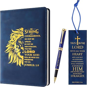 SAIWEILAI ONLINE 3 Pieces Christian Gifts for Men Christmas Gifts for Dad Bible Verse Inspirational Notebook Bible Verse Ballpoint Pen Trust in The Lord Bookmark for Men Office School Study Supplie