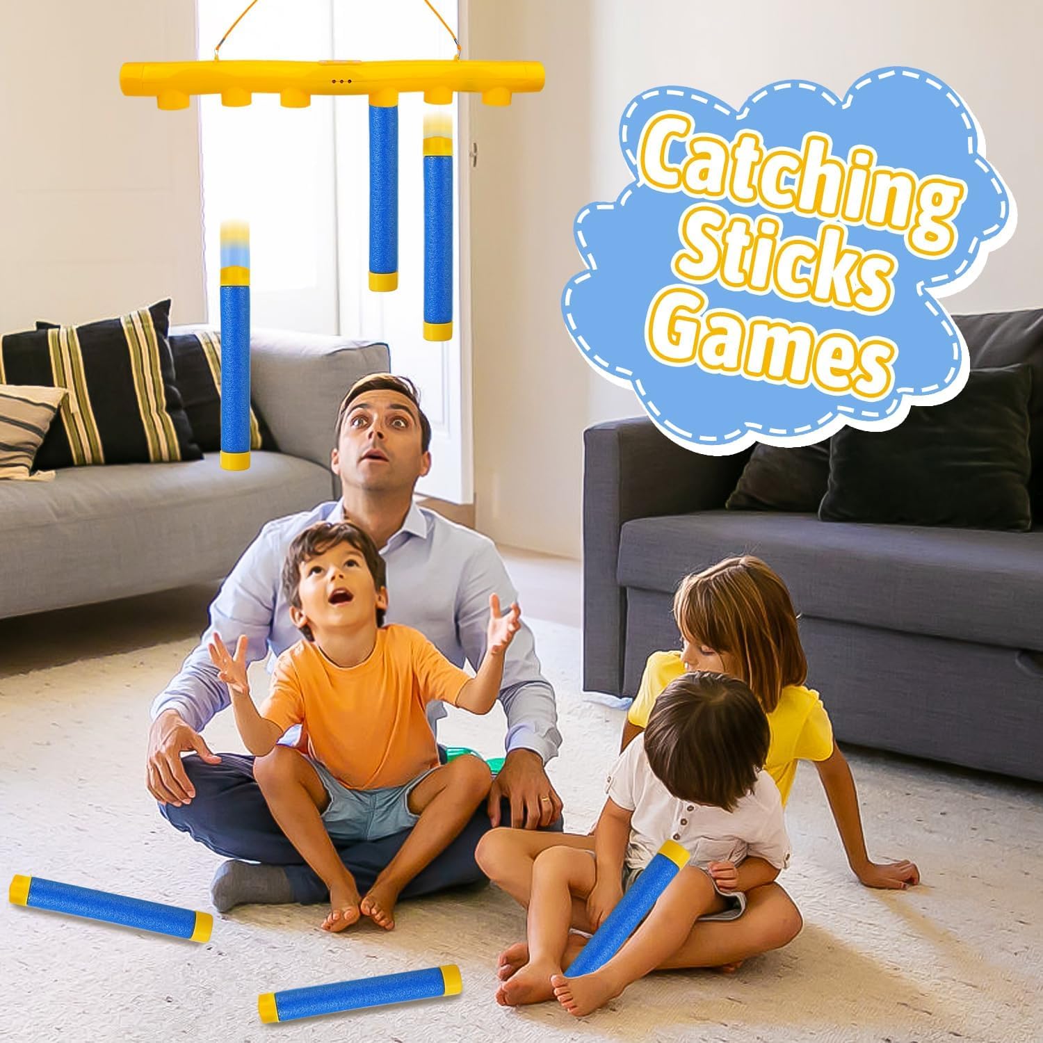 Jeu d'Attrape Bâtons pour garçon de 2 Ans, Jeu de Réaction Ajustable à 3 Vitesses de Coordination Main-Oeil Activité Educative Jouet Sensoriel pour Enfants et Adults