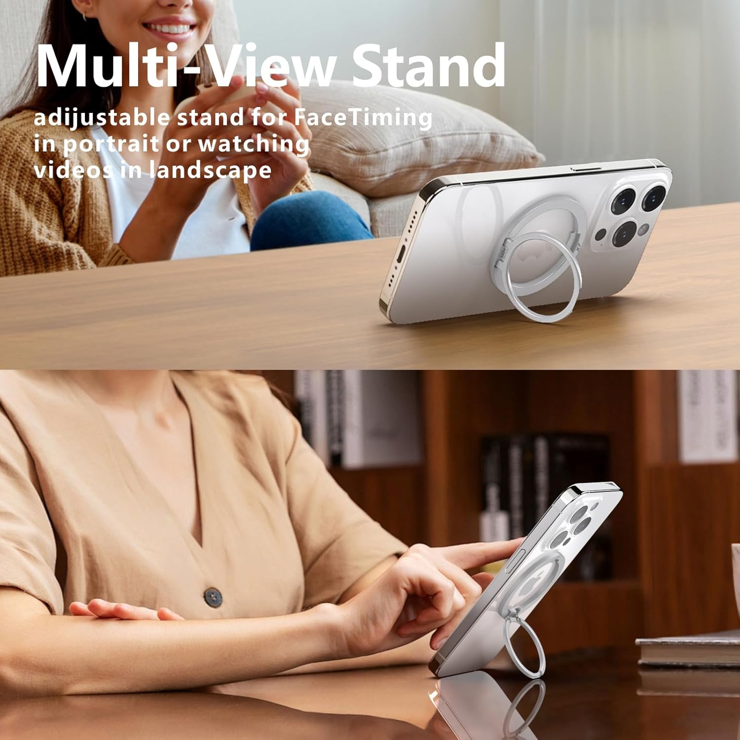 ZXM Magnetic Phone Grip for Magesafe,X7 for Magsafe Ring Stand,Magnetic Cellphone Ring Holder with Kickstand for iPhone 16 Pro Max Plus iPhone 15 14 13 &Huawei,Samsung(Silver) - Image 3