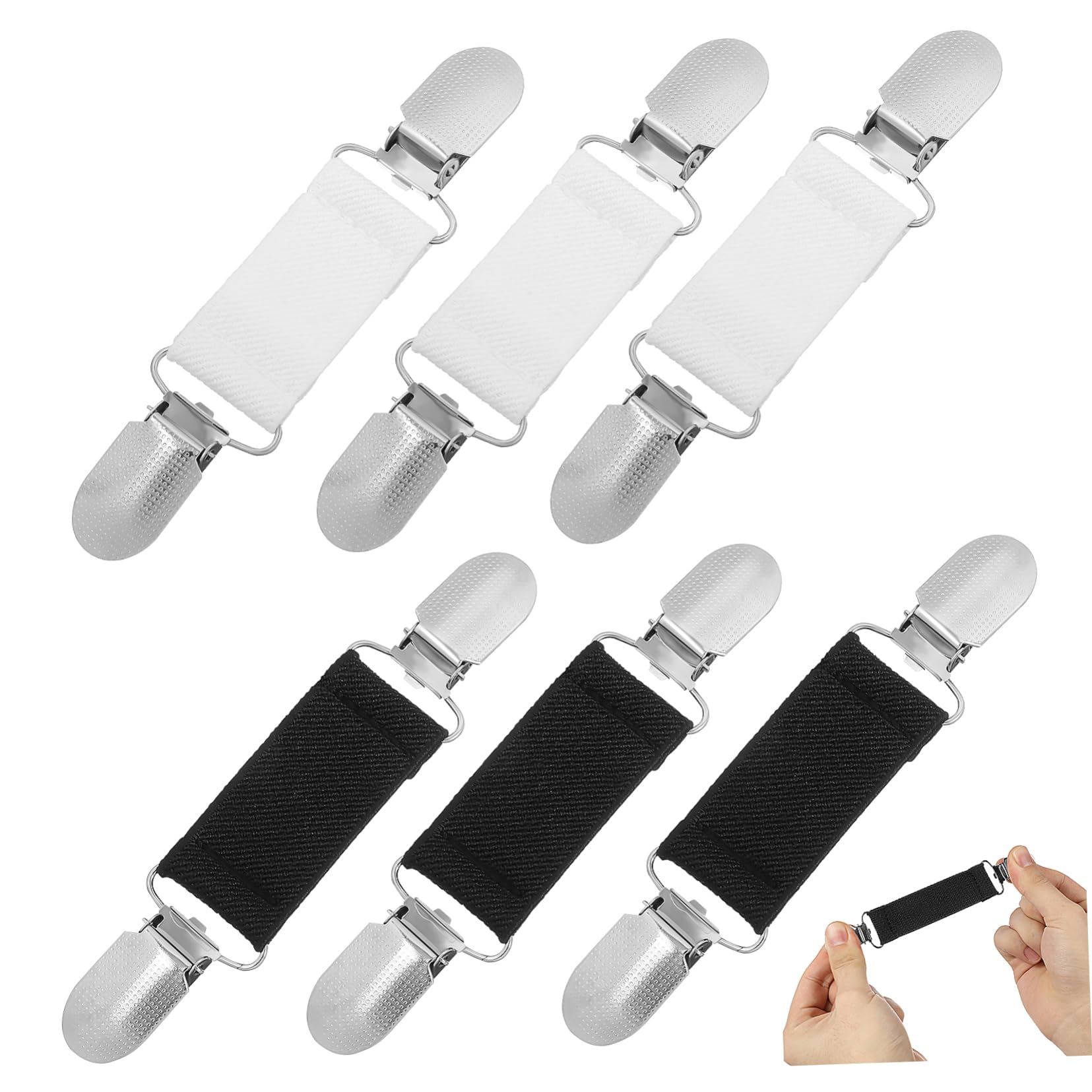 Unomor 6 Pcs Non Slip Elastic Clips for Bed Sheets Clothing and Sofa Covers High Strength Cloth Material Easy to Use Holders for Multiple Applications