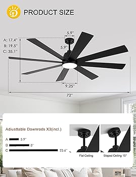 【新品未開封】CONNECTED OVER THE DIMENSION Amazon.com: Dawn Whisper Modern 72 Inch Large Ceiling Fans