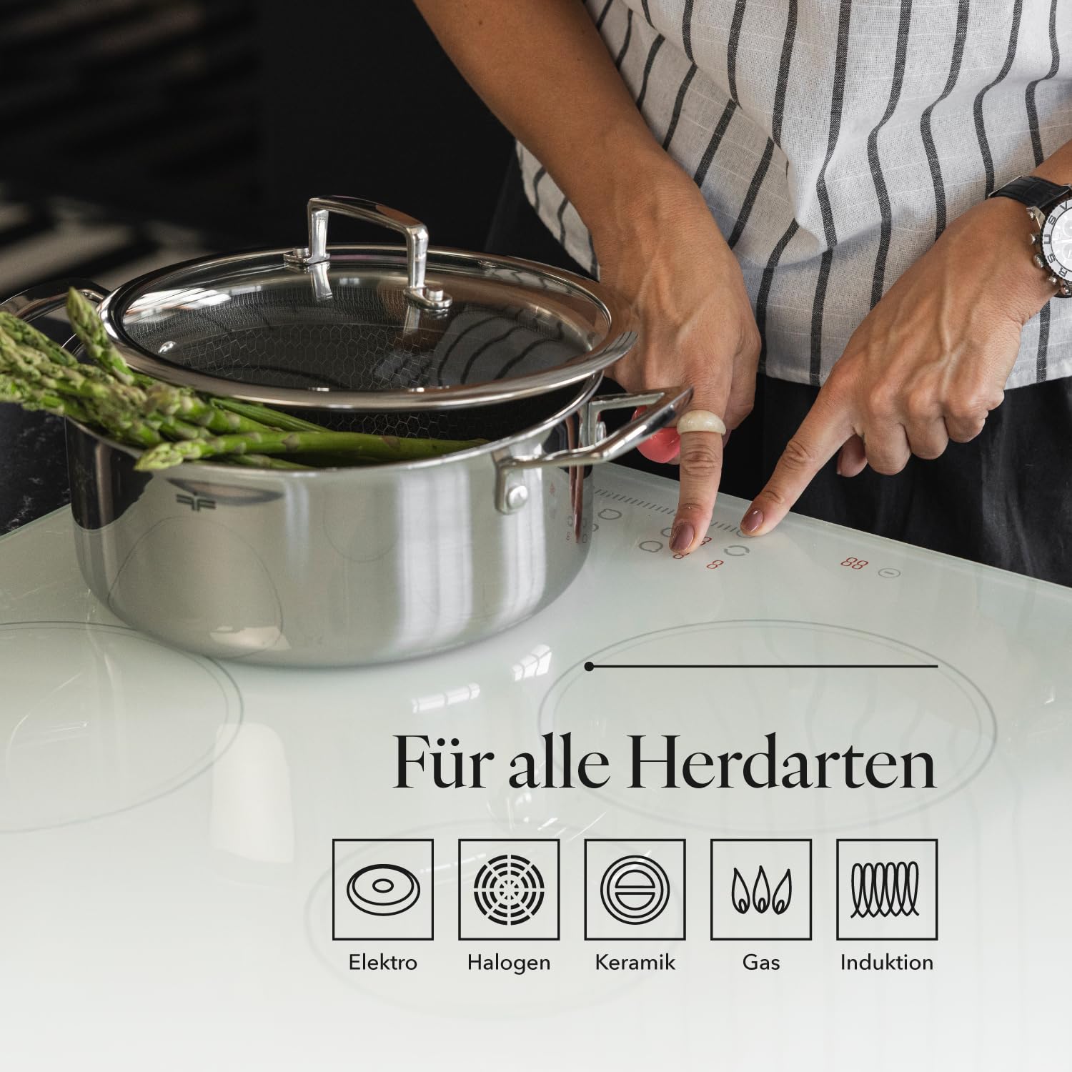 Florina ARISTO Edelstahltopf mit Glasdeckel 7 7.2 l – Bild 3