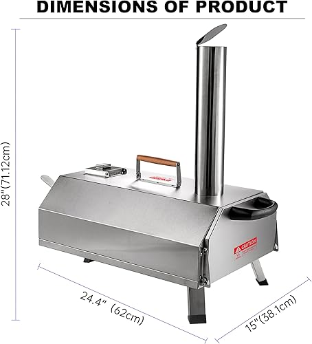 Vista 2 de Horno de pizza portátil de acero inoxidable de 12 pulgadas, con rotación manual, apto para campamento, patio trasero, color plateado
