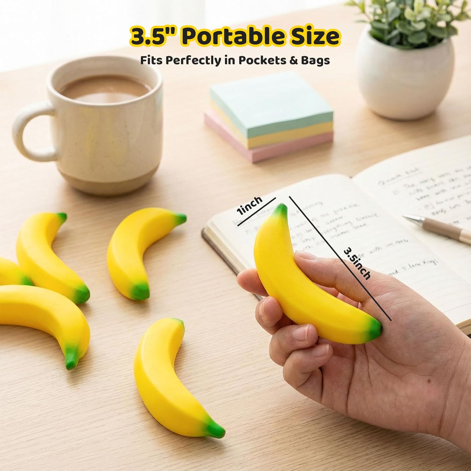 LovesTown 15PCS Banana Stress Toys, Banana Fidget Mini Squeeze Toys for Kids Party Favors