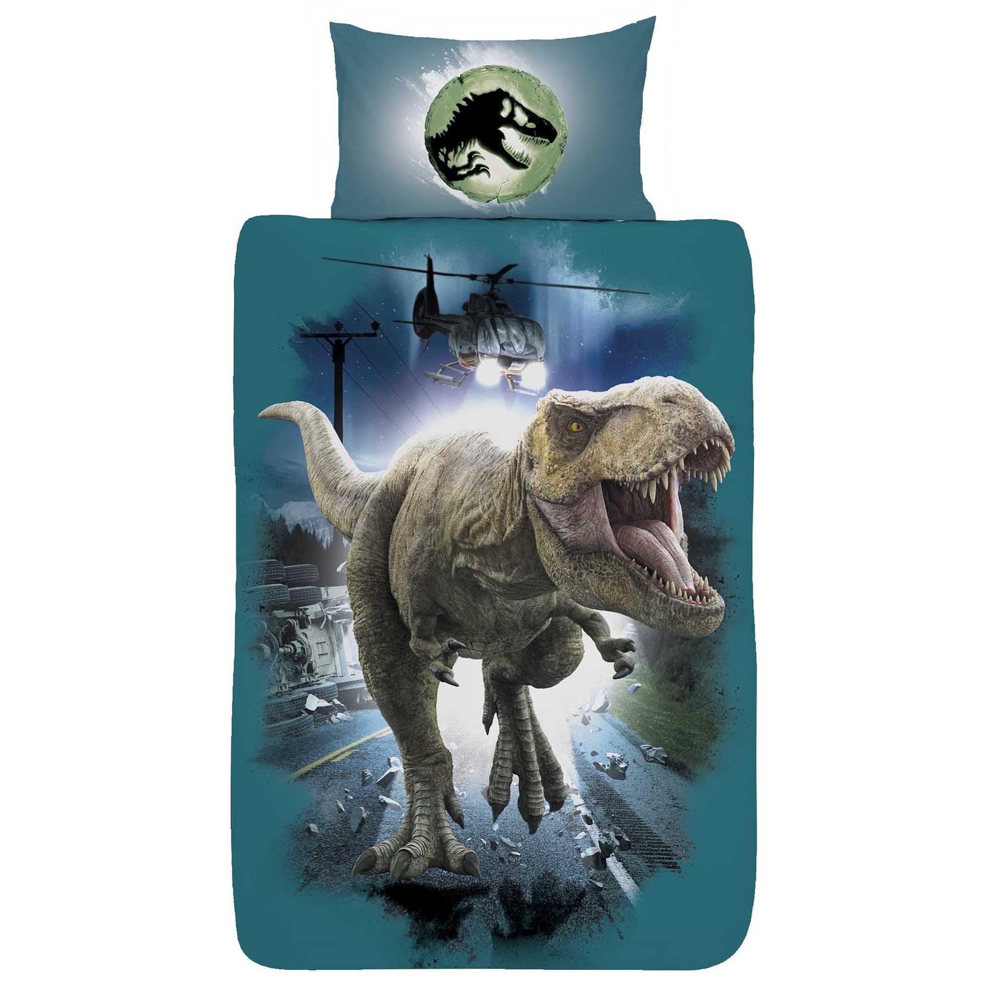 Coco Moon Jurassic World Helicopter Chase Dinosaur Single Duvet Cover Set Official Licensed Childrens Duvet Cover Sets For Kids Bed - Image 3