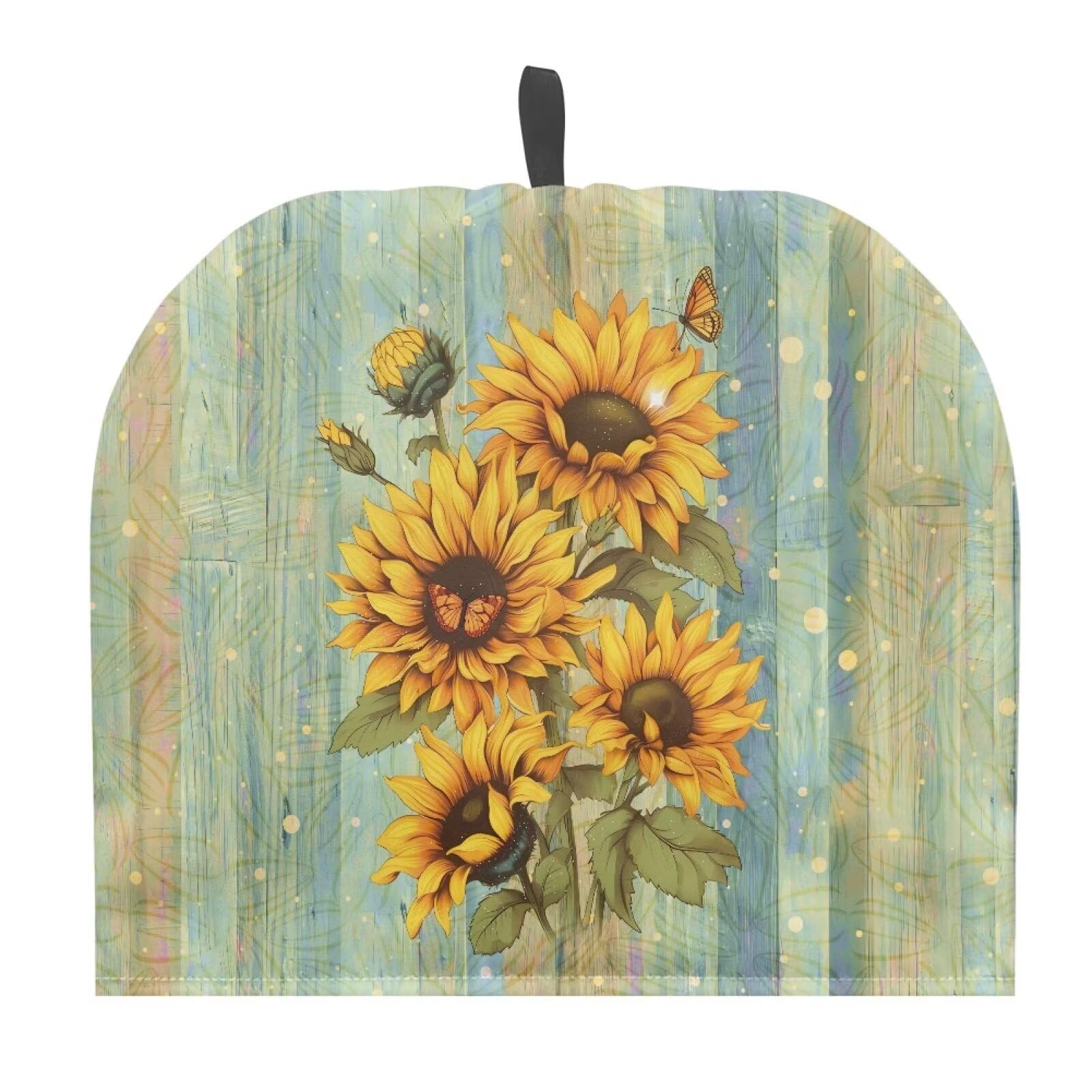 Hudotybom Wood Sunflower Tea Cozy for Teapot Insulated Large Teapot Cover to Keep Warm Tea Kettle Cover Machine Washable Coffee Pot Cloth Covers Kitchen Home Decorations for Housewife Mom