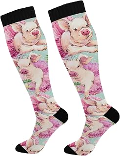 874 Crew Athletic Socks Pig Dancer Calf Socks Long Dress Crew Socks Casual Running Socks For Hiking Running Travel 40cm