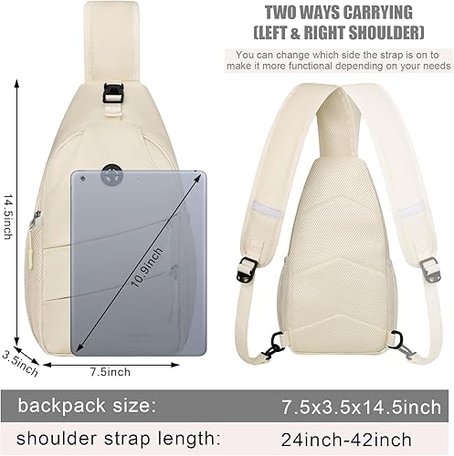 Vista 2 de Bolsos cruzados para mujeres y hombres, mochila de moda, bolsa casual para el pecho con correa de hombro convertible Beige