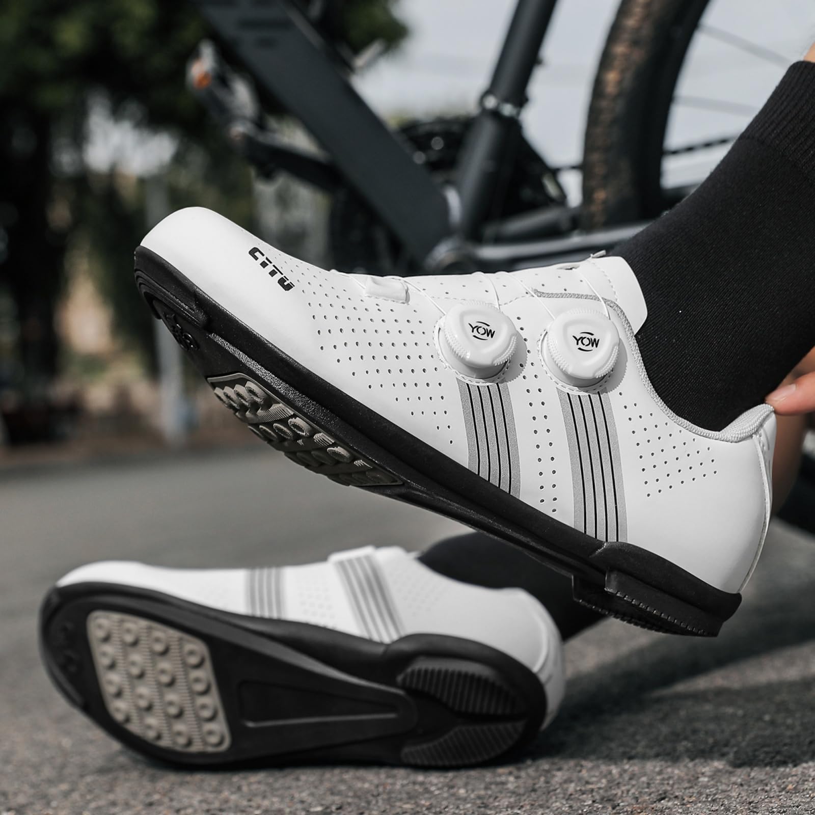 JiuQing Męskie buty rowerowe bez zapięcia do jazdy na rowerze górskim płaskie pedały gumowa podeszwa do jazdy w mieście na zewnątrz i wewnątrz