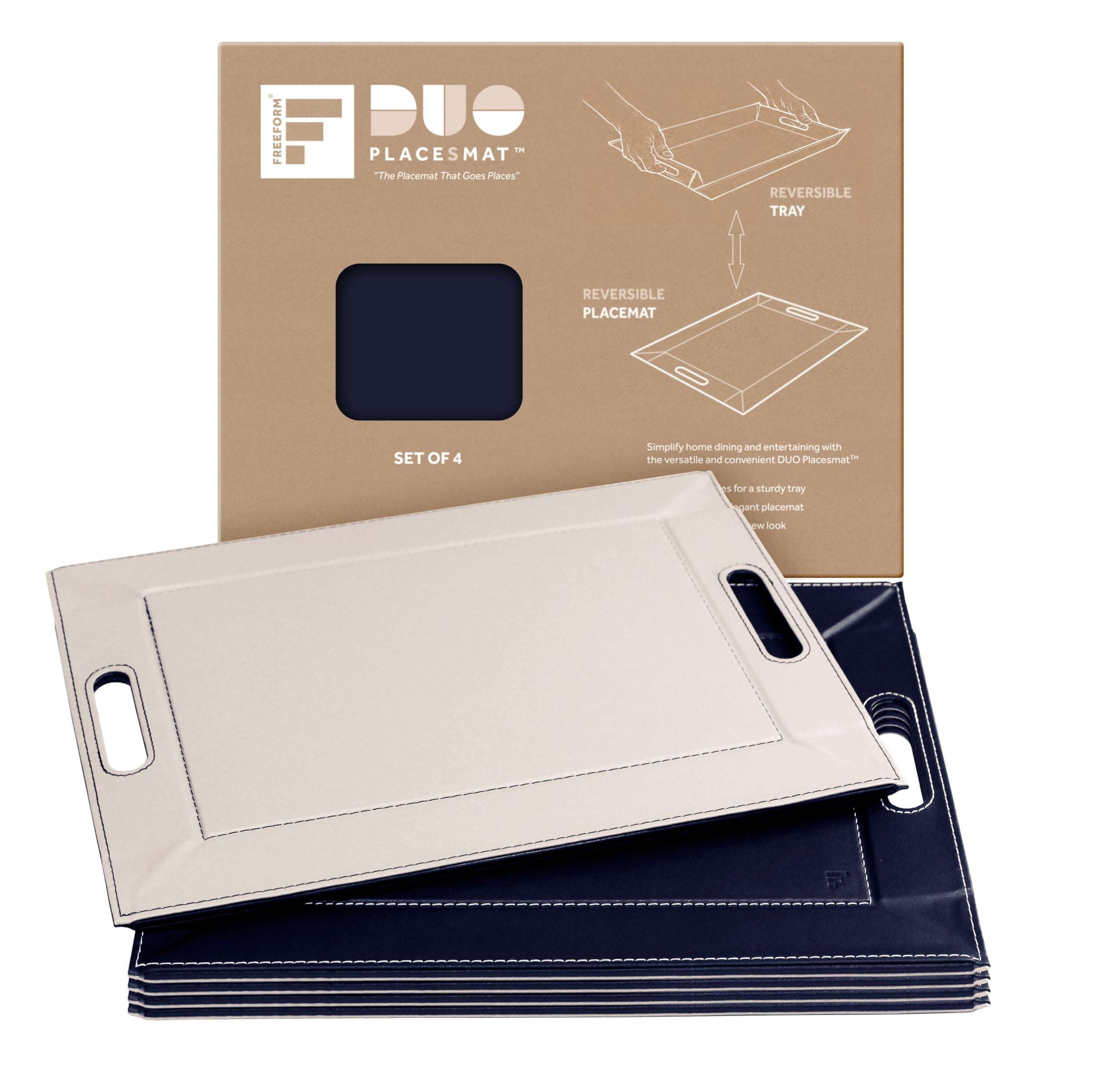 2-in-1 Serving Tray &amp; Placemat | Faux Leather &amp; Reversible