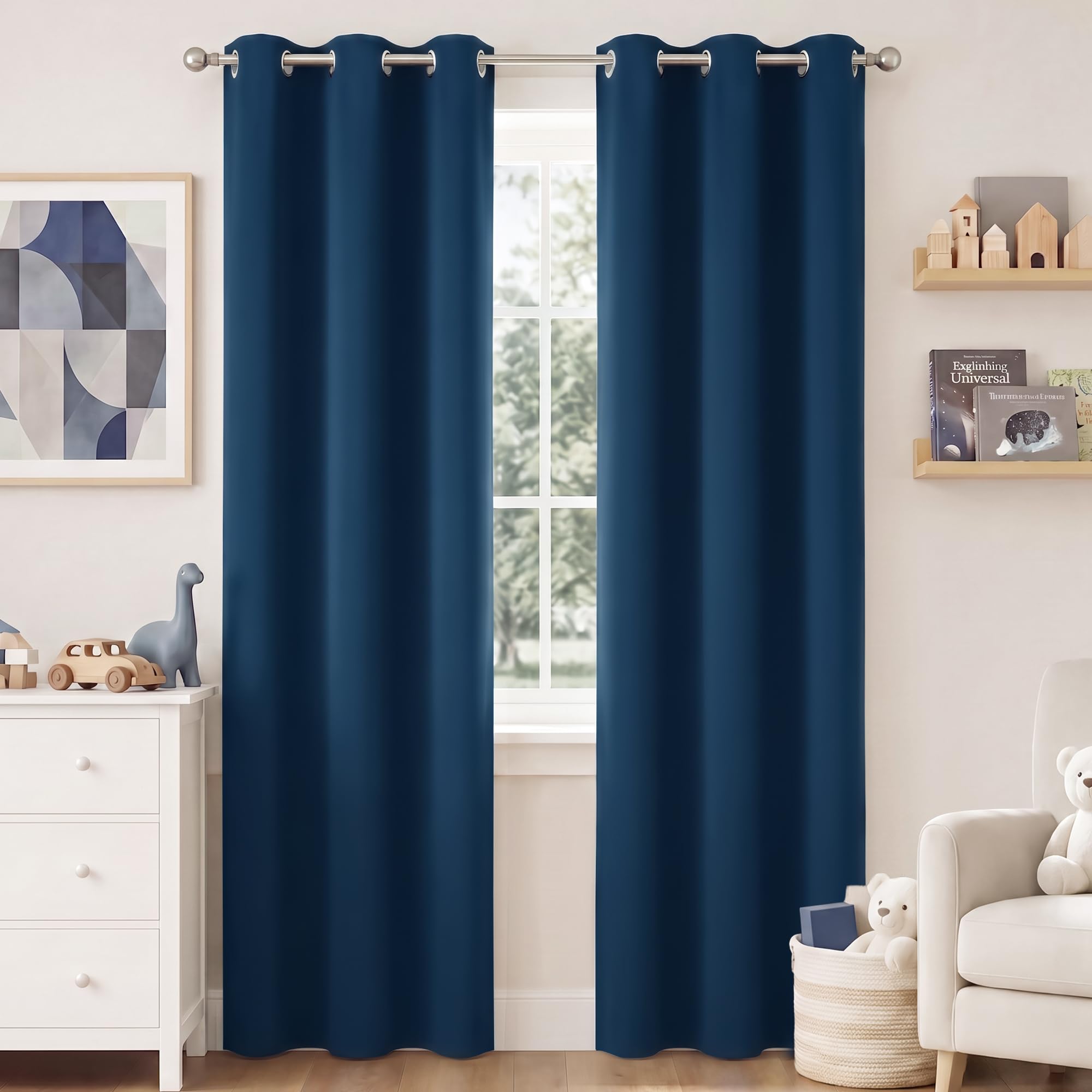 NICETOWN Morrocan Blue Blackout Curtains 86 inch Long, 2 Panels