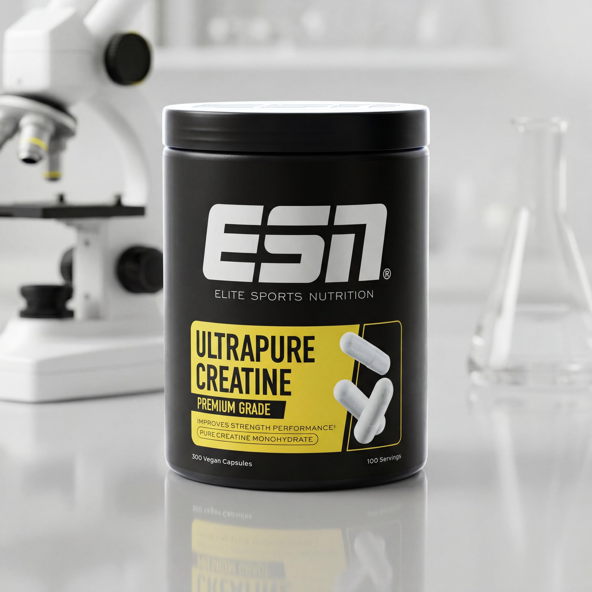 ESN Ultrapure Creatine Monohydrate, 300 Kapseln, 100 Portionen, Kreatin Kapseln, mikrofein & perfekt löslich, vegan - made in Germany