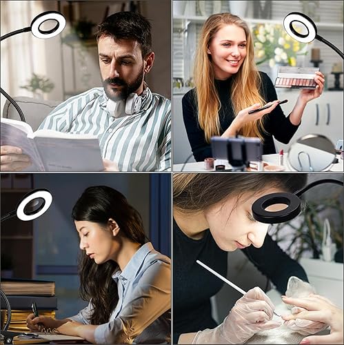 Miniatura 7 de Miady Paquete de 2 lámparas LED con clip para leer en la cama, luces de lectura recargables, 3 modos de color con 10 niveles de brillo, cuello de