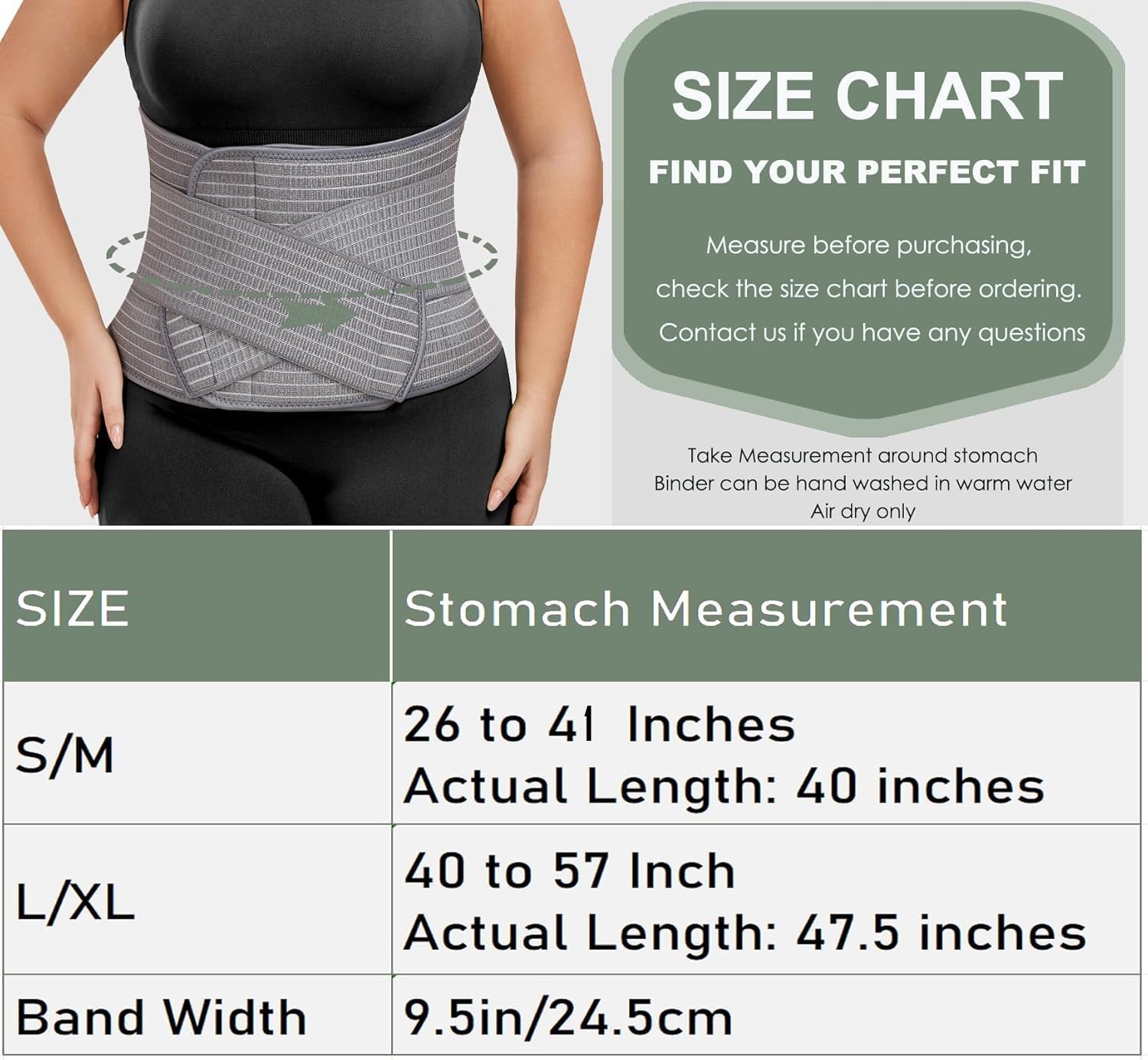 Abdominal Binder Post Surgery - Postpartum Belly Band Wrap | Post C Section Belly Binder Recovery Belt | Stomach Compression Hernia Belt For Men or Women After Pregnancy, Hysterectomy (Large/X-Large)