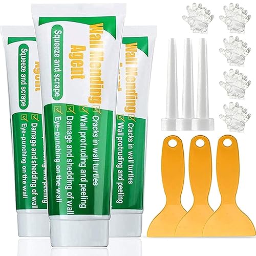 3 piezas de crema reparadora de pared, kit de reparación de pared Safe Mend, kit de reparación de paneles de yeso con 3 raspadores, solución rápida