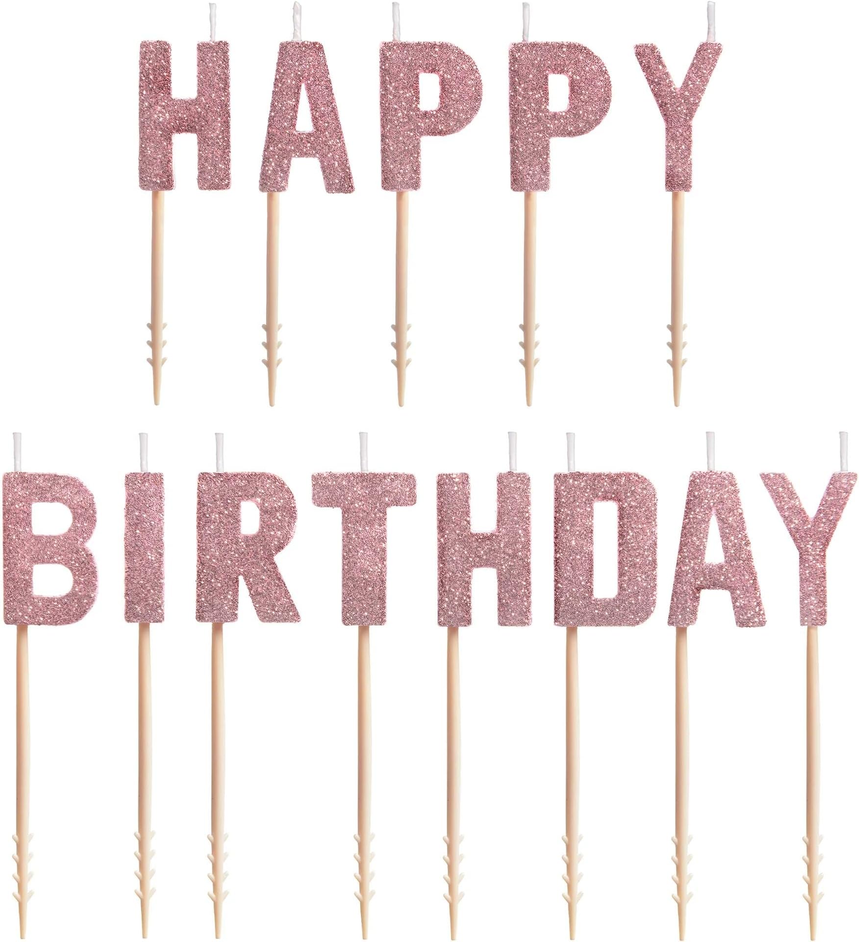 Pink Happy Birthday Letter Candle for Cake,Alphabet