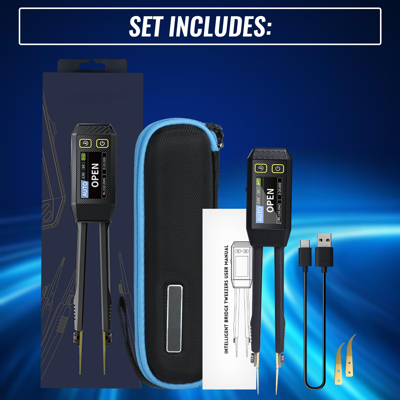 Pinza de 10 kHz para medidor LCR, medidor ESR, multímetro mini SMD, probador de capacidad, inductancia y diodos, multímetro de medición para componentes electrónicos, probador de diodos para