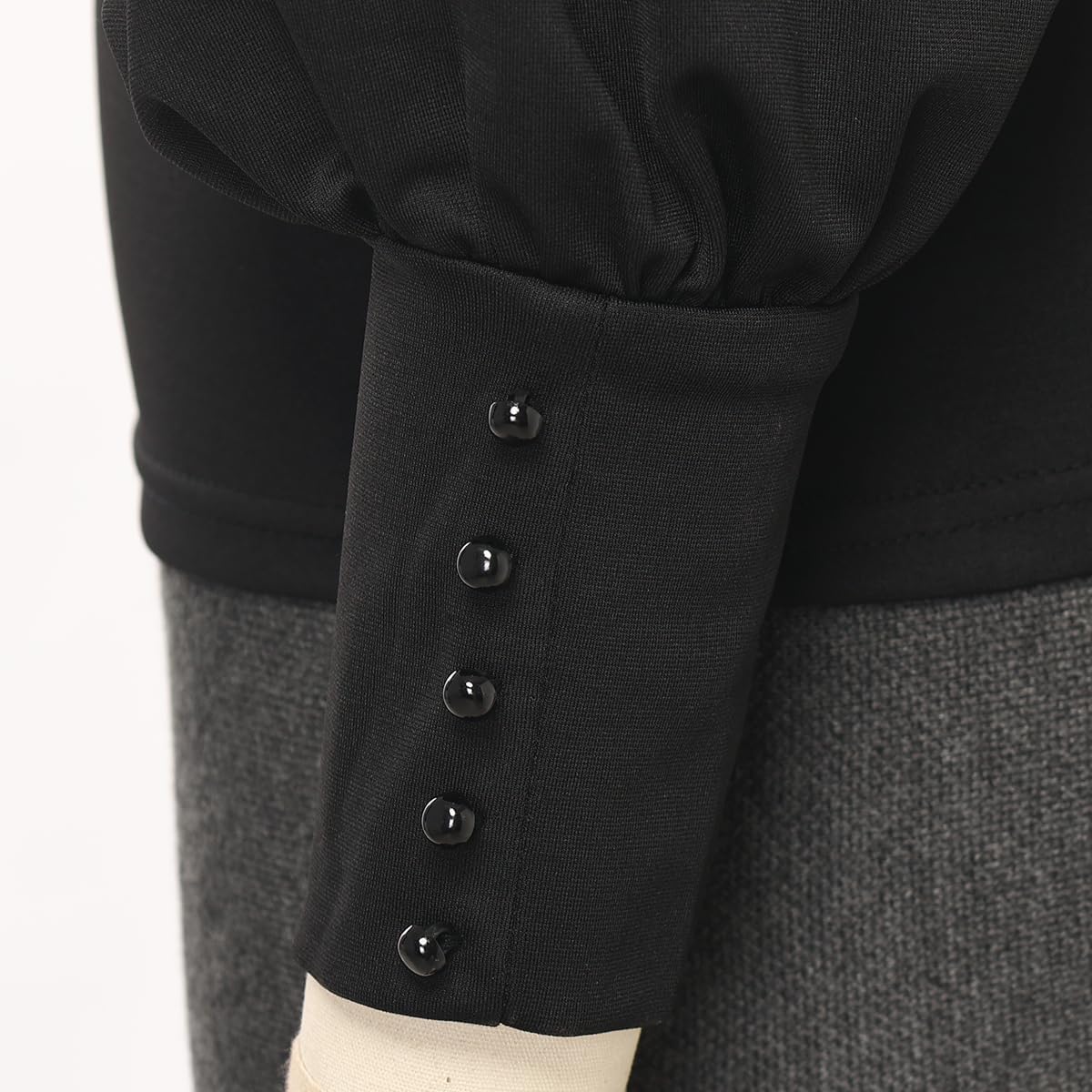 Womens Church Clergy Shirt Tab Collar Long Puff Sleeve with Cufflinks Blouse Top - Image 6