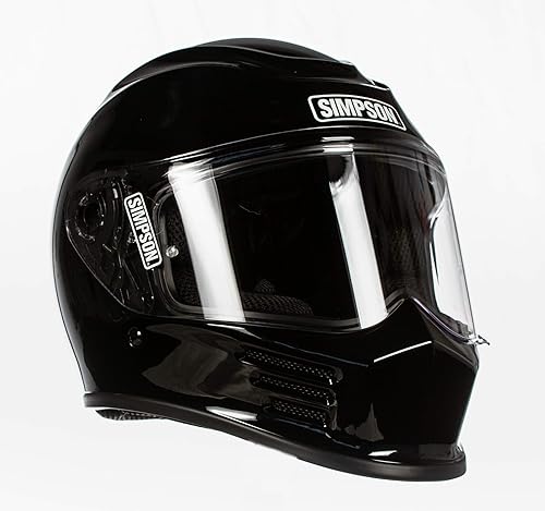 Simpson SPBXL2 Speed Bandit - Casco de carreras de cara completa - XL - Negro brillante escudo transparente incluido - Escudo ahumado oscuro que se