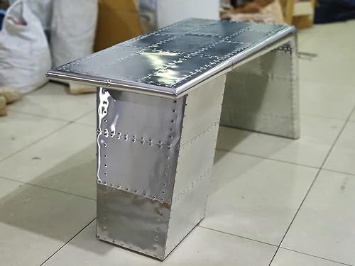 Miniatura 6 de Nautical-Mart Aviator Wing Desk Mesa de aluminio Muebles de aviador (derecho, 60 pulgadas)