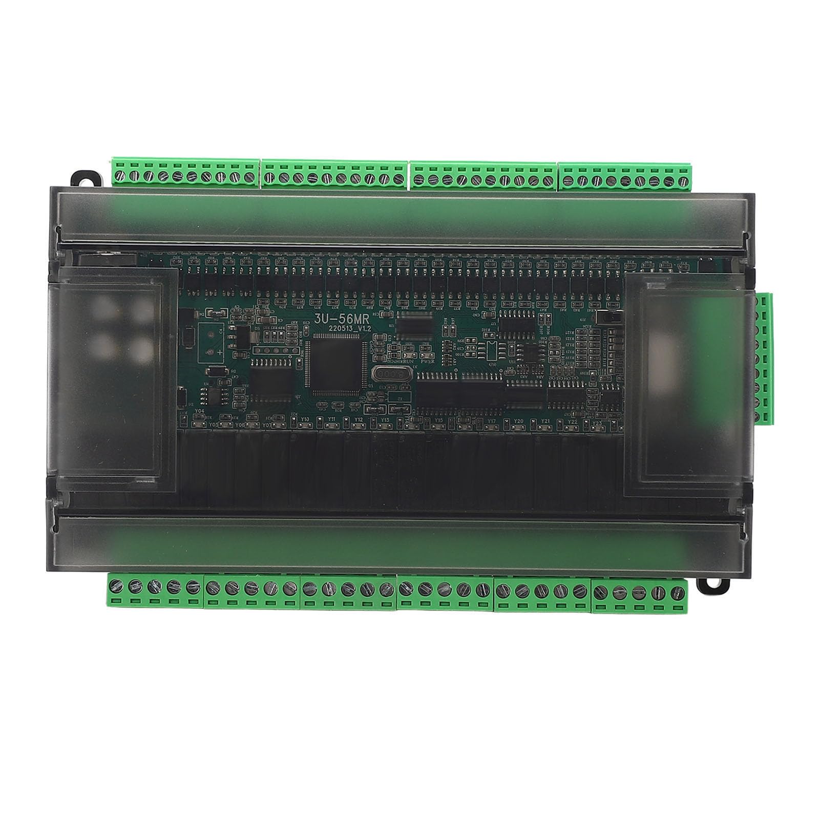 Controlador PLC industrial SustVita DC 24V, módulo controlador lógico FX3U 56MR con 32 entradas 24 salidas, memoria de 8000 pasos, admite texto y pantalla táctil