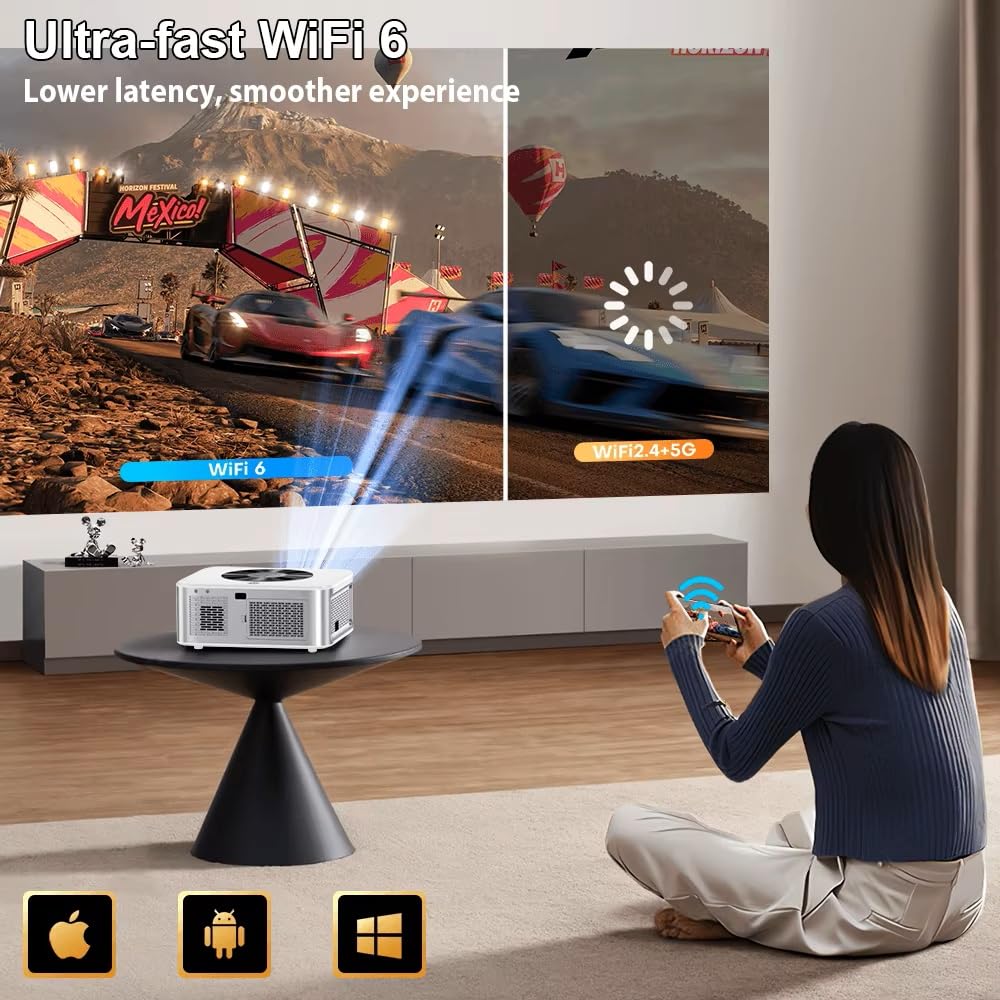 Projektor LED z systemem Android 4K 21 000 lumenów 800 ANSI Full HD 3D 1080P WiFi 5G przenośne kino domowe