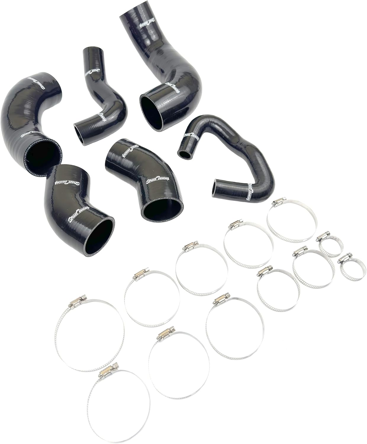 Silicone Intercooler Hose Kit designed for 2001-2006 Mitsubishi Lancer Evolution EVO 7/8/9 CT9A 4G63, Black