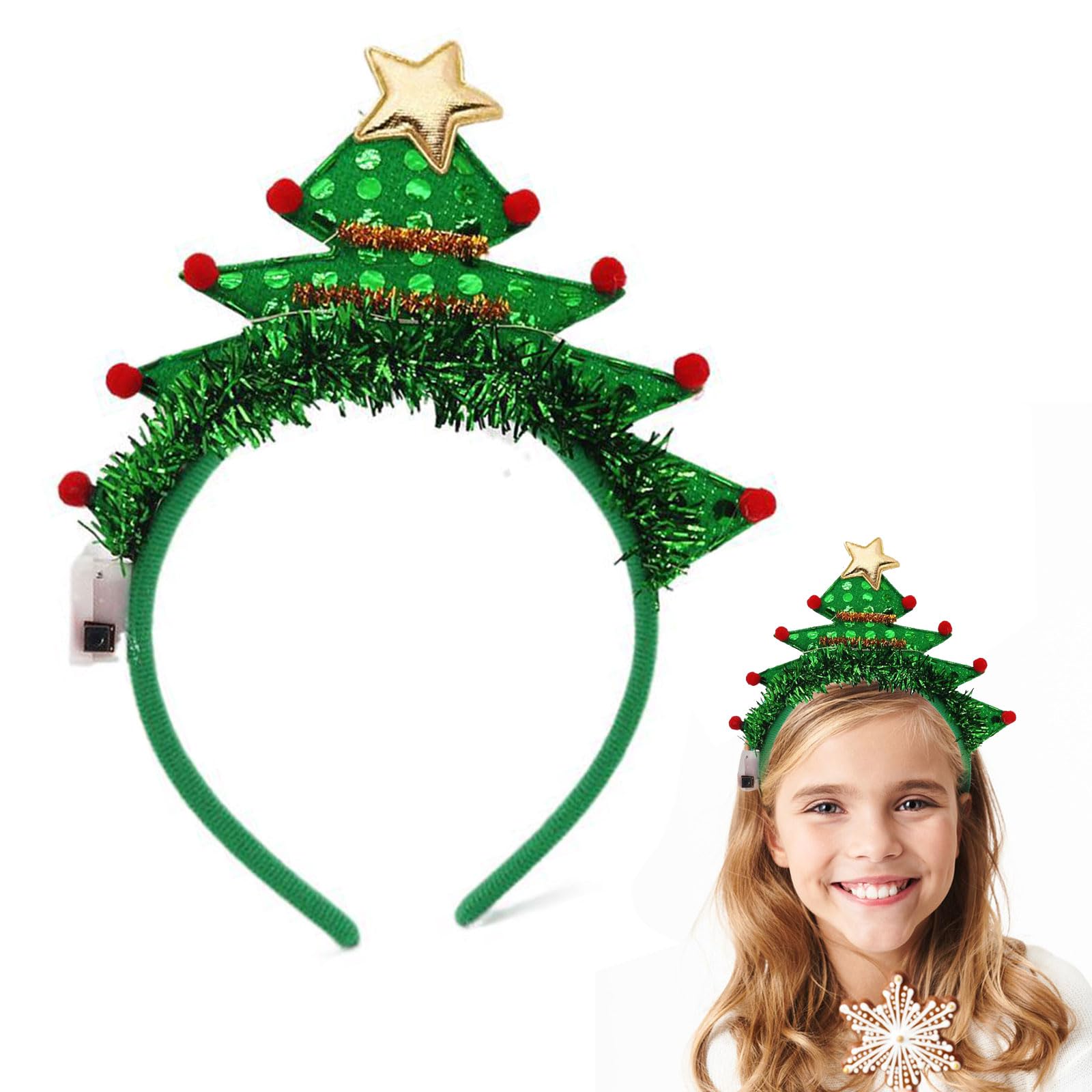 Diadema Navideña Iluminada Diadema Fiesta de Navidad Diadema Navideña Diadema Brillante de Navidad Diademas Navideñas Iluminadas Banda para el Cabello con Luces Naviñas Decoración Navideña, Regalos