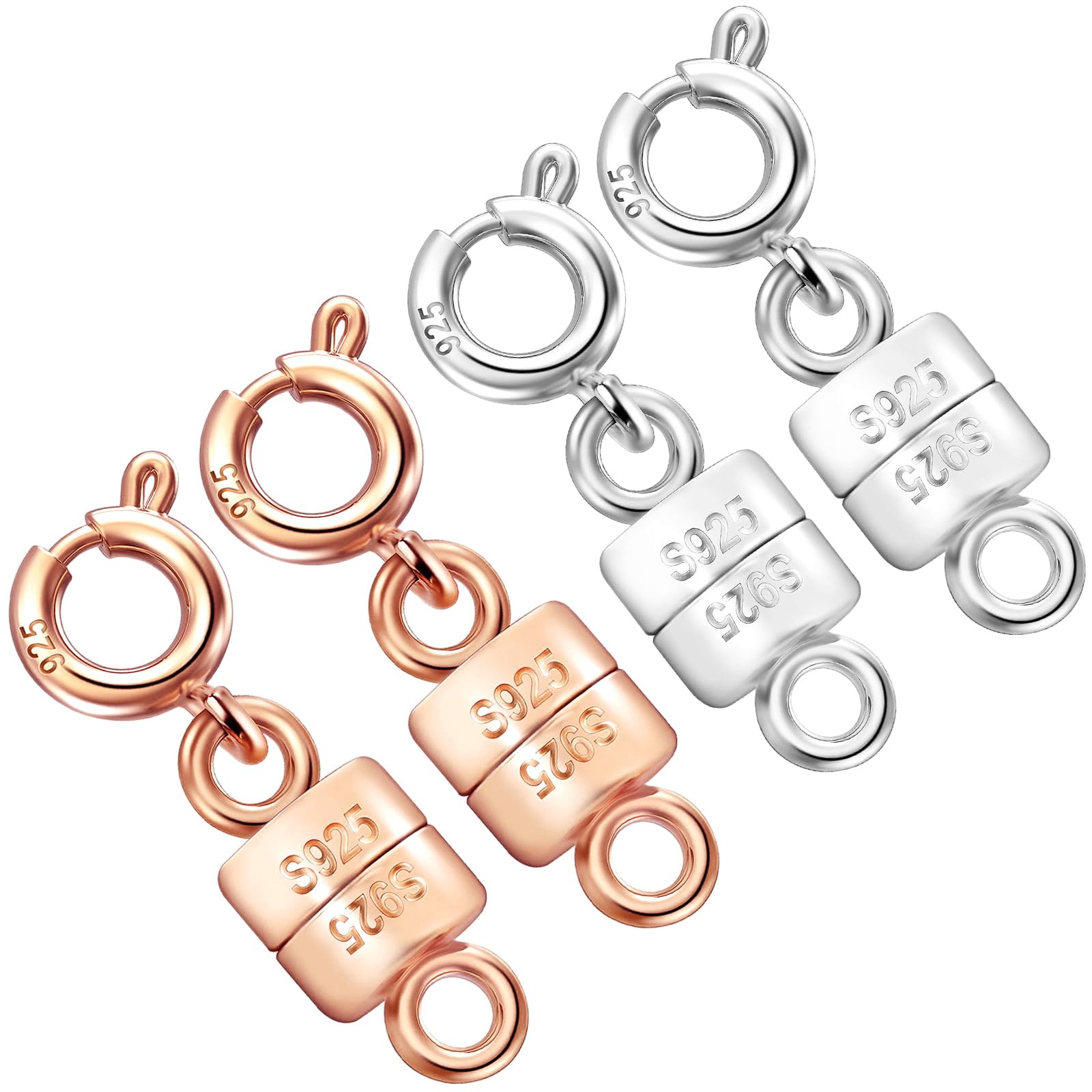 Mini-Armbänder aus 925er-Sterlingsilber mit Magnetverschluss, Verlängerungskette in Gold und Silber, für Schmuckherstellung