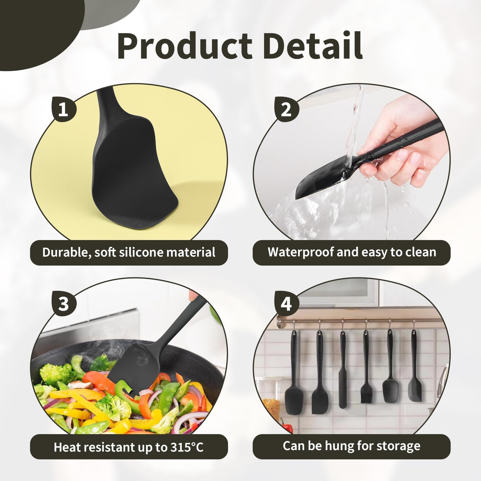 Set Di Spatole In Silicone Senza BPA, Resistenti Al Calore Fino A 600 F Utensili Da Cucina Da 4 Pezzi~p139351062