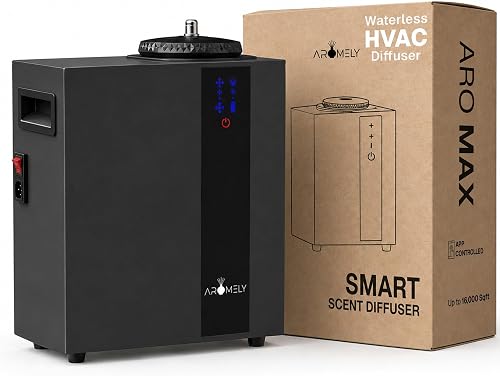 Aromely Smart Bluetooth HVAC Scent Diffuser, Aromatherapy Nebulizing Waterless Diffuser for Home, Office, Large Room, Perfect Aroma Diffuser Up to 16,000 SQSF with Large 800ml Oil Bottle - Black.
