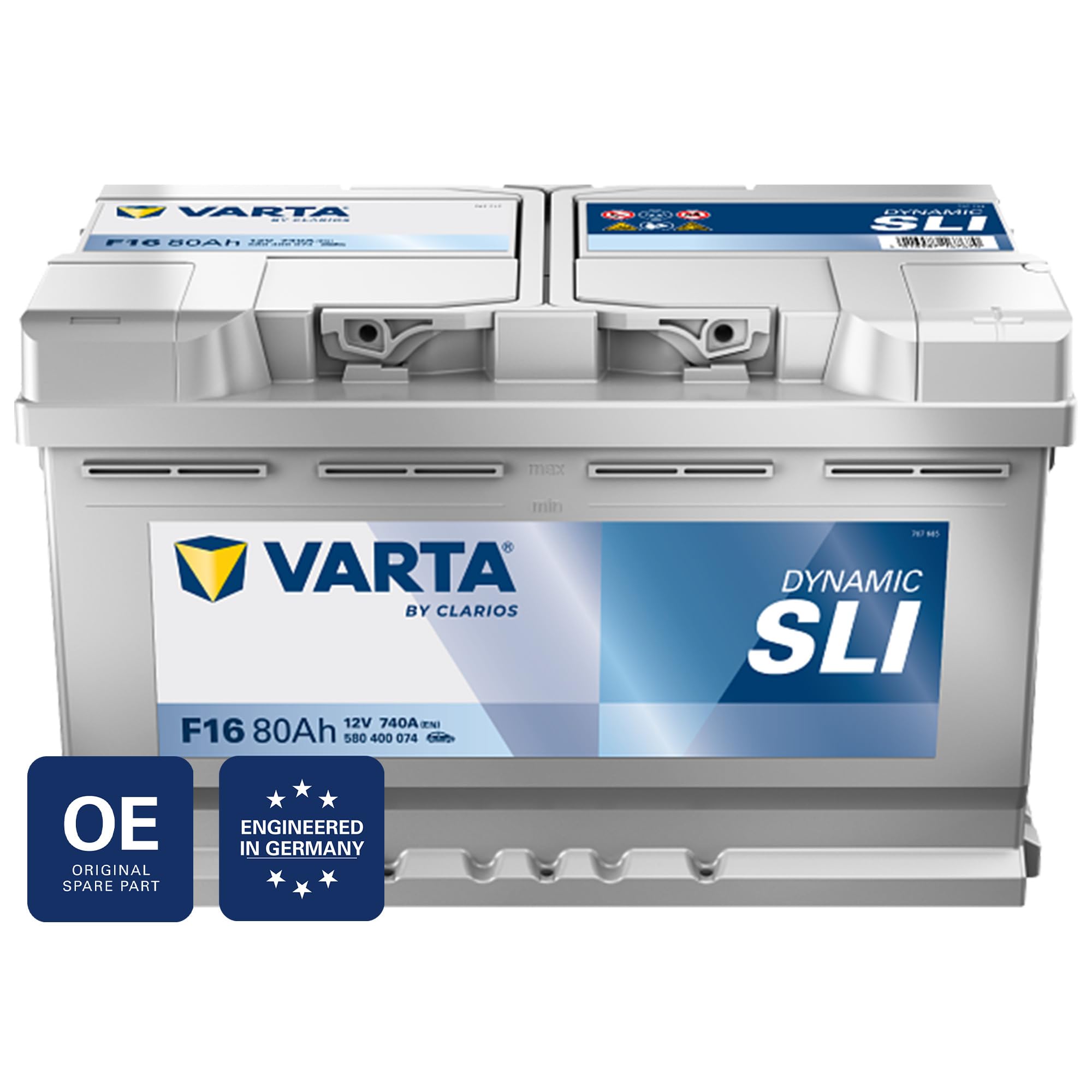 VARTA Automotive DYNAMIC SLI (F16) 12V 80Ah 740A - Nassbatterie KFZ mit Standardausstattung & ohne Start-Stopp System - Starterbatterie für einfachen Energiebedarf - Bleisäurebatterie wartungsfrei | Starterbatterie Standardausstattung & ohne Start-Stopp S