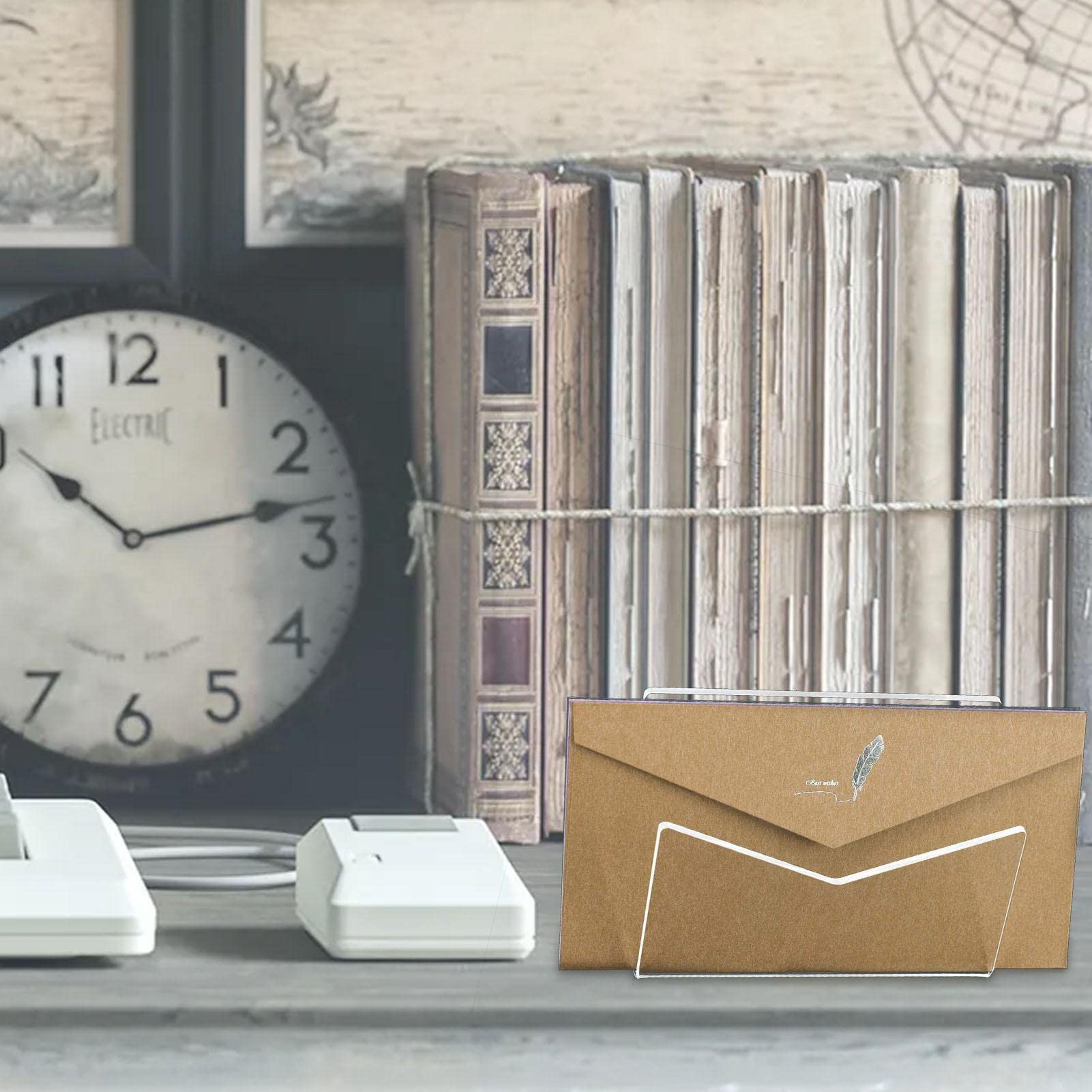 Lot de 5 porte-lettres en acrylique pour bureau, 15 x 2,5 x 10 cm, support pour enveloppes, trieur courrier, pour la maison