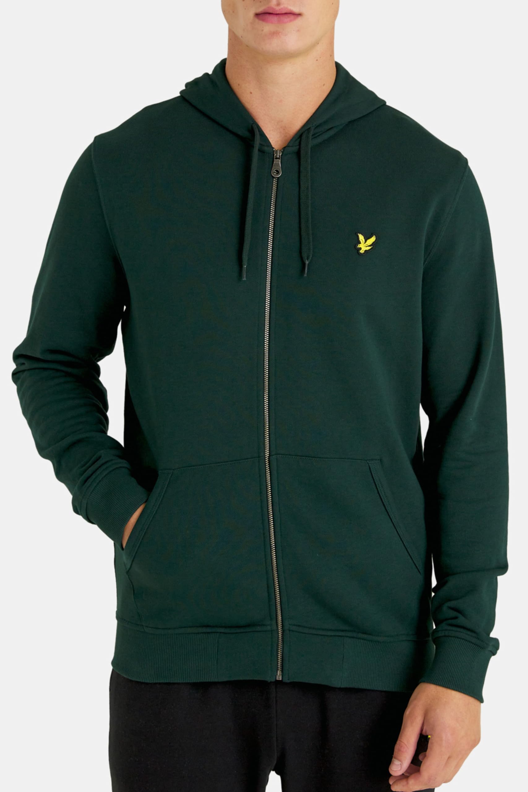 Lyle & Scott Męska bluza z kapturem z zamkiem błyskawicznym, ciemnozielony, XL