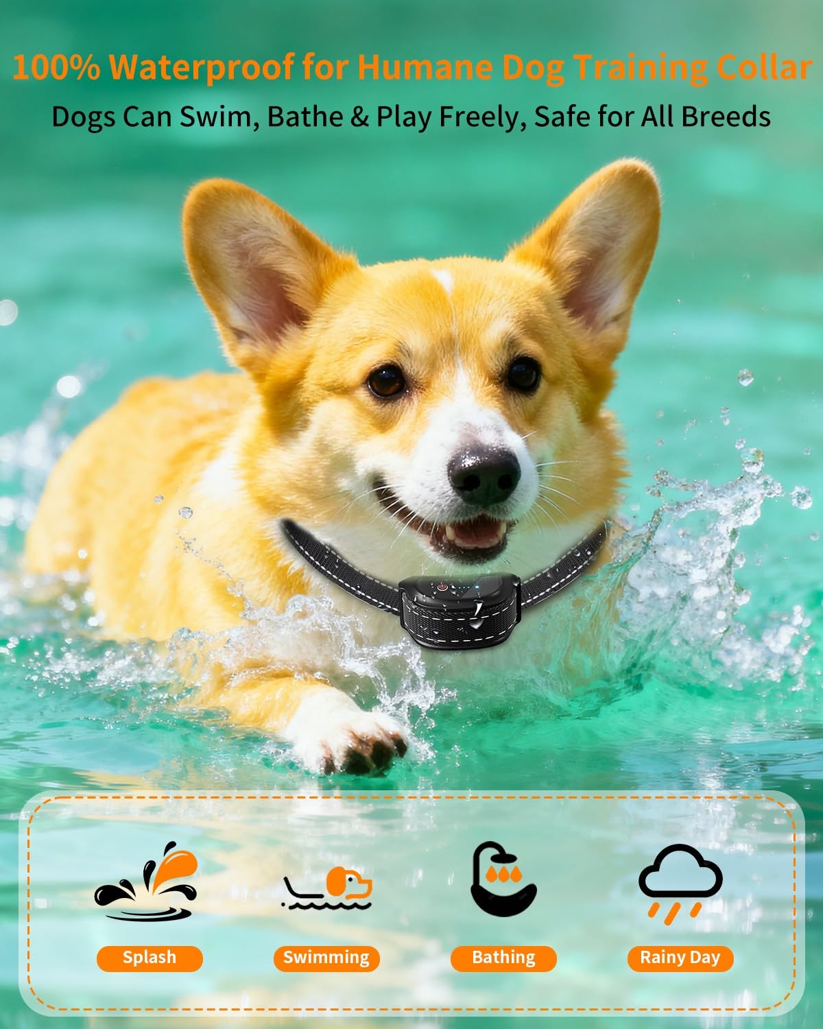 Dog Shock Collar with Remote Control – Shock Collar for Dogs 10–120 lbs, 2000FT Long Range IPX7 Waterproof Rechargeable Dog Training Collar with 4 Safe Modes Beep Vibration Shock & Flashlight BK — view 6