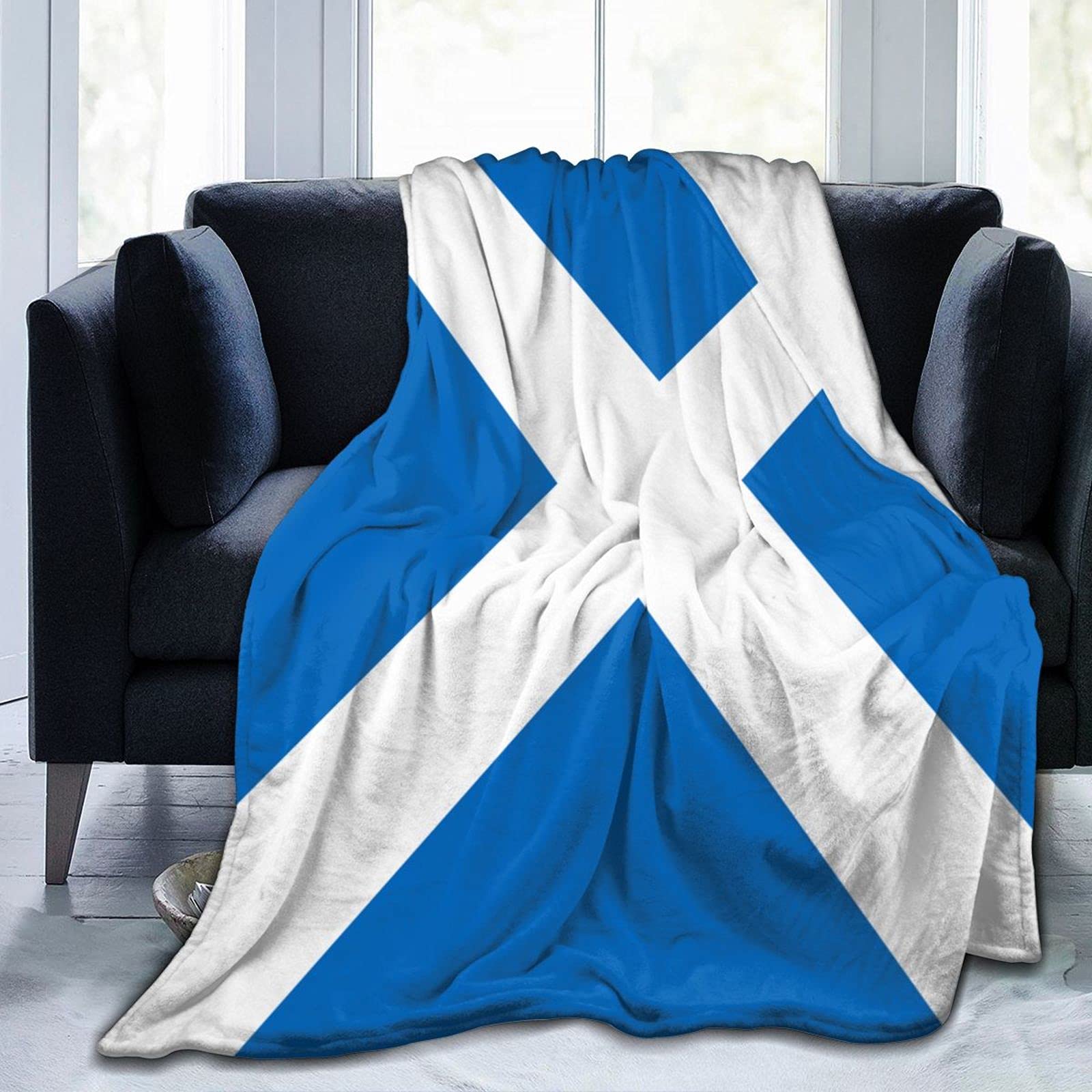 Hdadwy Scottish Flag Flannel Fleece Throw Blankets For Bed Sofa Room Home Soft Blanket Warm All Season Throw Plush Blanket 60"X50"