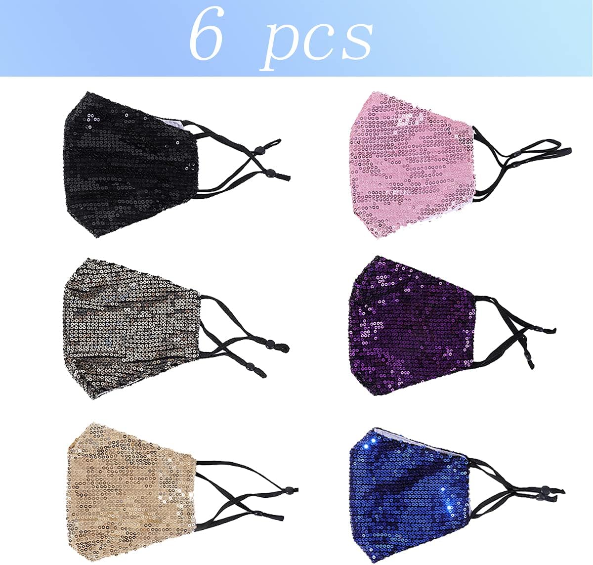 Sequin Glitter Bling Face Mask Women Black Breathable Reusable Washable Cloth Fashion Sparkle Fancy Fabric Sparkly Stylish Facemasks Adjustable Cotton Rhinestone Dressy Cute Madks for Adult Female Lady Shiny Elegant Workout Jeweled Pocket Mascarillas : Clothing, Shoes & Jewelry