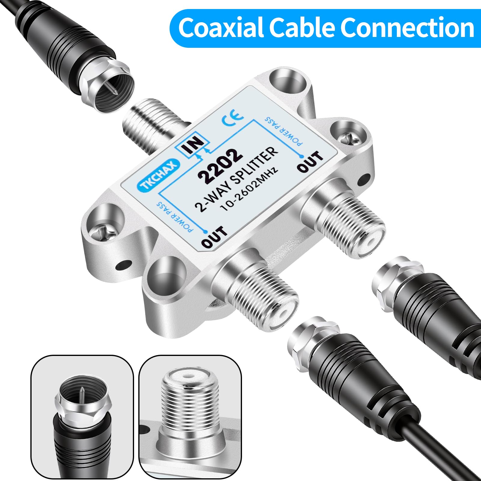 Amazon.com: TKCHAX 2 Way Coaxial Cable Splitter,Support 10-2602MHz