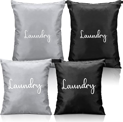 Paquete de 4 bolsas de lavandería de viaje, impermeables, para ropa sucia, lavable a máquina, bolsa organizadora de ropa, accesorios de viaje para